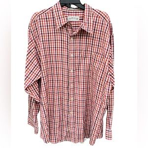 Orvis Button Down Shirt Long Sleeve Red Pink Plaid Mens Size XL